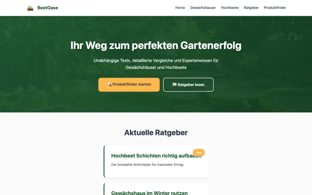 BeetOase garden website built with Foliovo